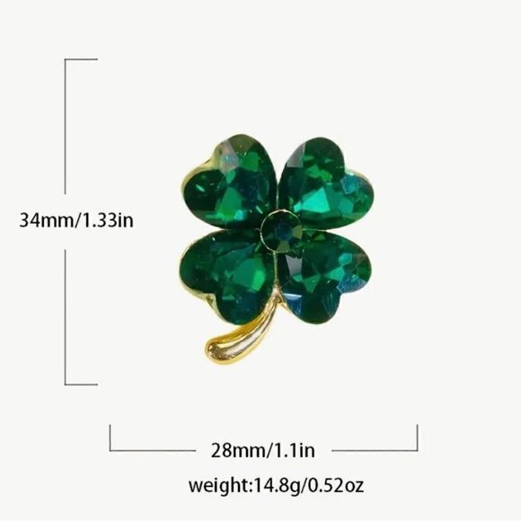 🍀 NEW 4 leaf clover sparkling crystal brooch 🍀 - Picture 4 of 4